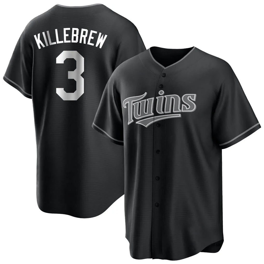 Friene M.Twins #3 Harmon Killebrew Player Black Home Game Stitched Jerseys