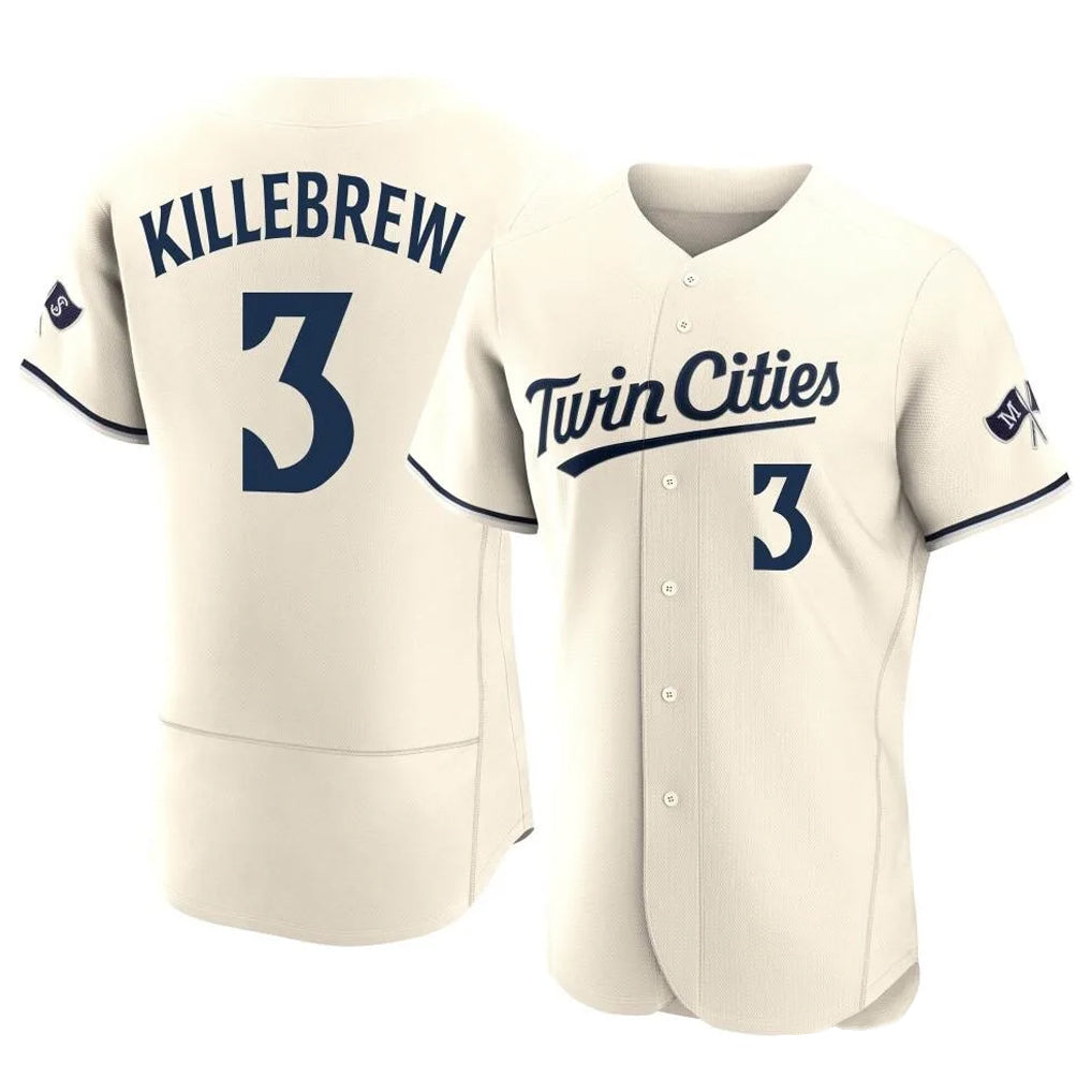 Friene M.Twins #3 Harmon Killebrew Player Cream Home Limited Elite Stitched Jerseys