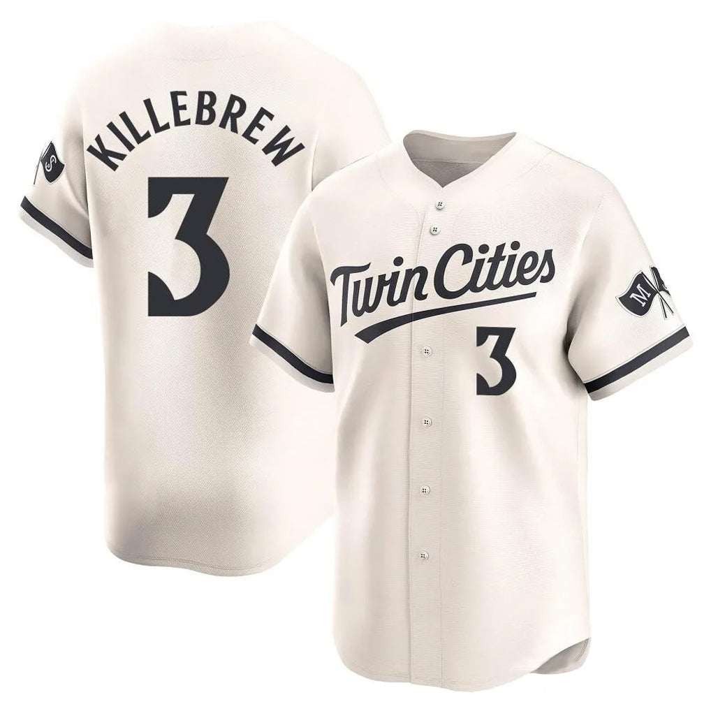 Friene M.Twins #3 Harmon Killebrew Player Cream Home Limited Stitched Jerseys