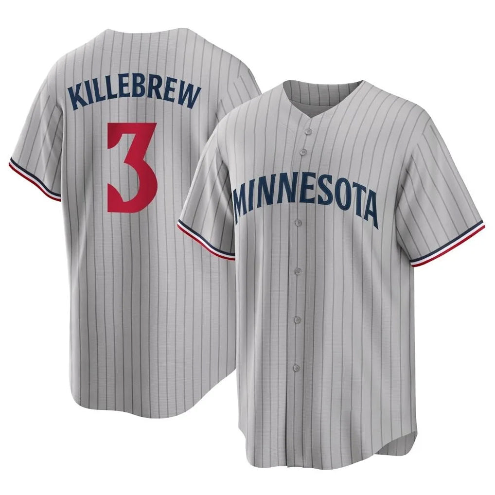 Friene M.Twins #3 Harmon Killebrew Player Gray Game Limited Home Stitched Jerseys