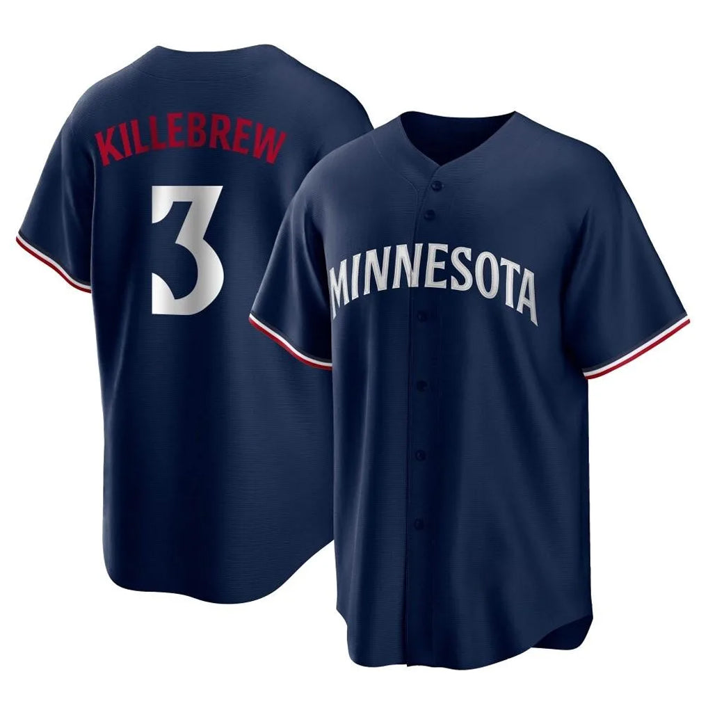 Friene M.Twins #3 Harmon Killebrew Player Navy Replica Alternate Home Stitched Jerseys