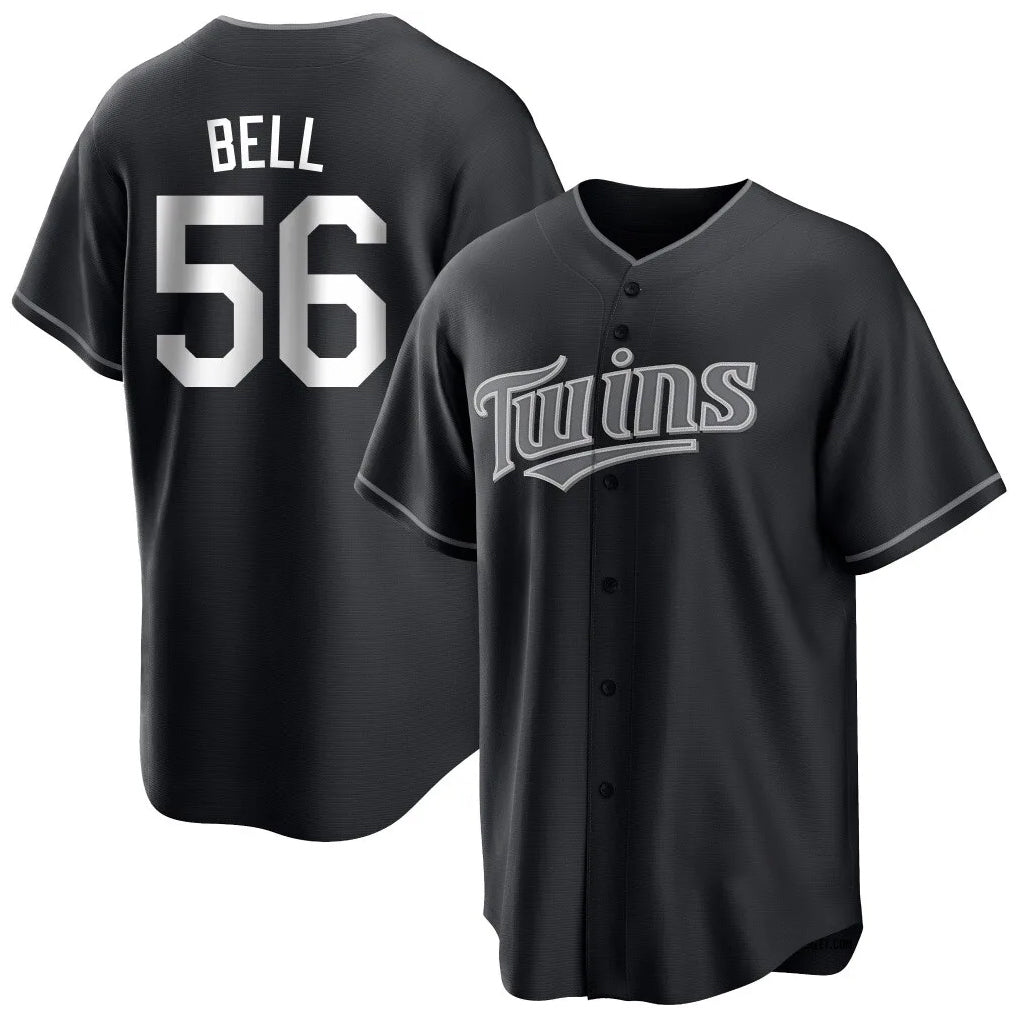Friene M.Twins #56 Josh Bell Player Black Home Game Stitched Jerseys