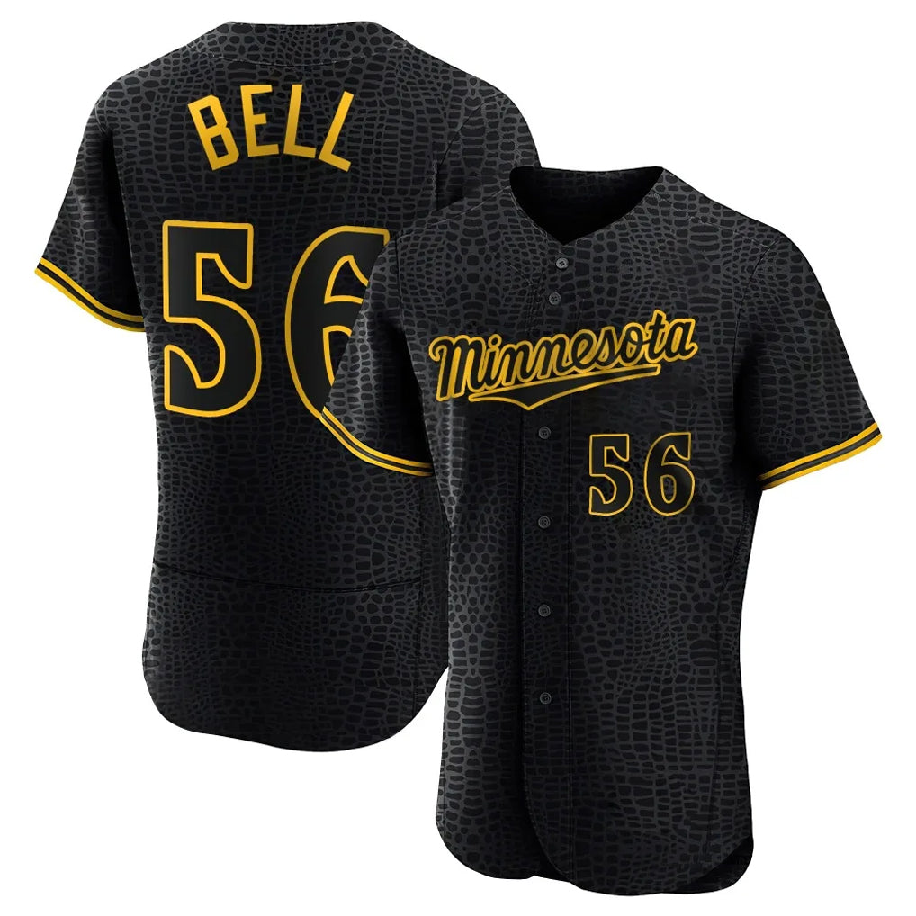 Friene M.Twins #56 Josh Bell Player Black Snake Skin City Home Limited Elite Stitched Jerseys