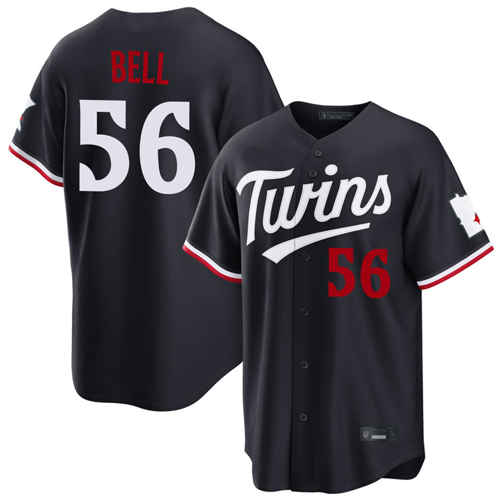 Friene M.Twins #56 Josh Bell Player Navy Home Game Stitched Jerseys