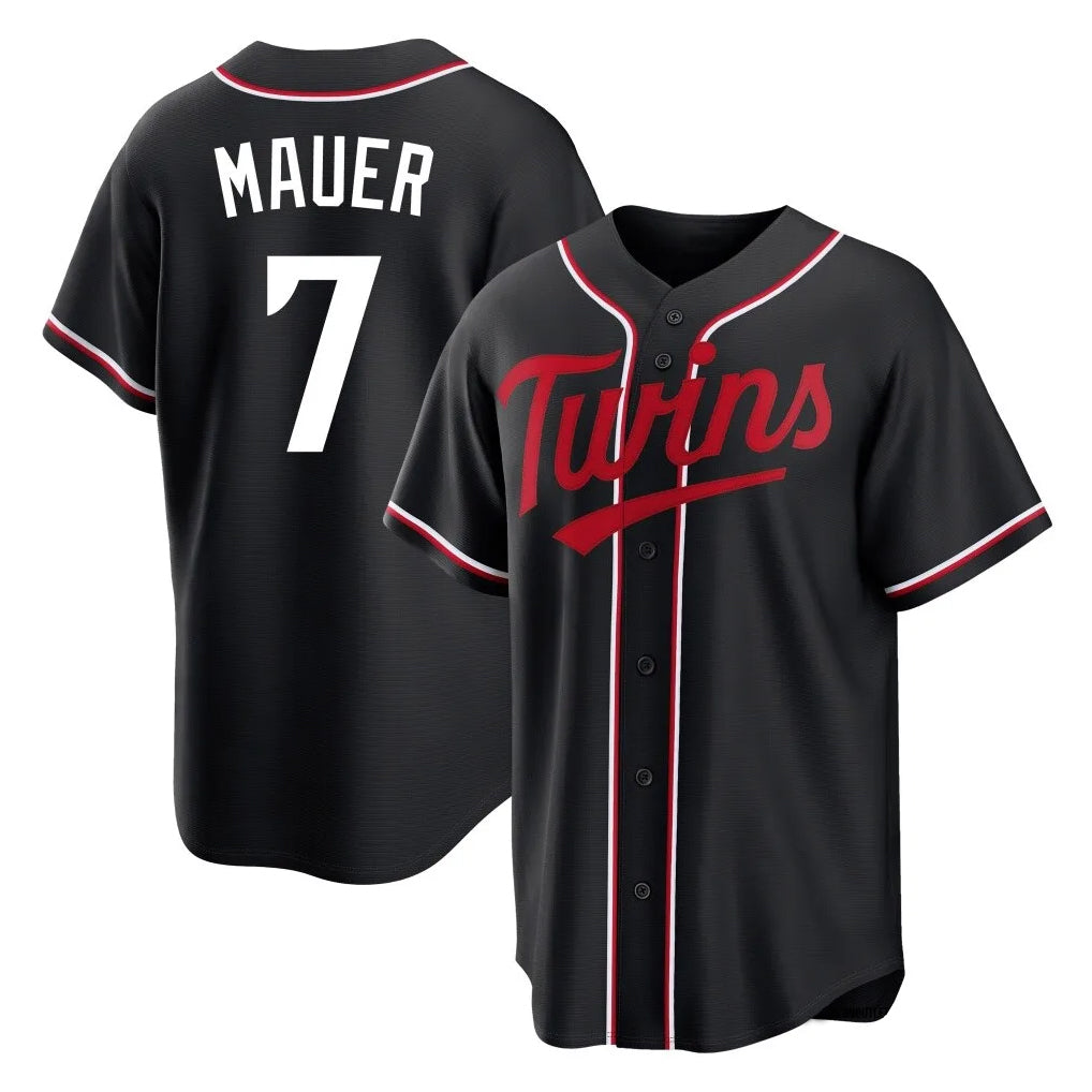 Friene M.Twins #7 Joe Mauer Player Black Fashion Out Home Limited Stitched Jerseys