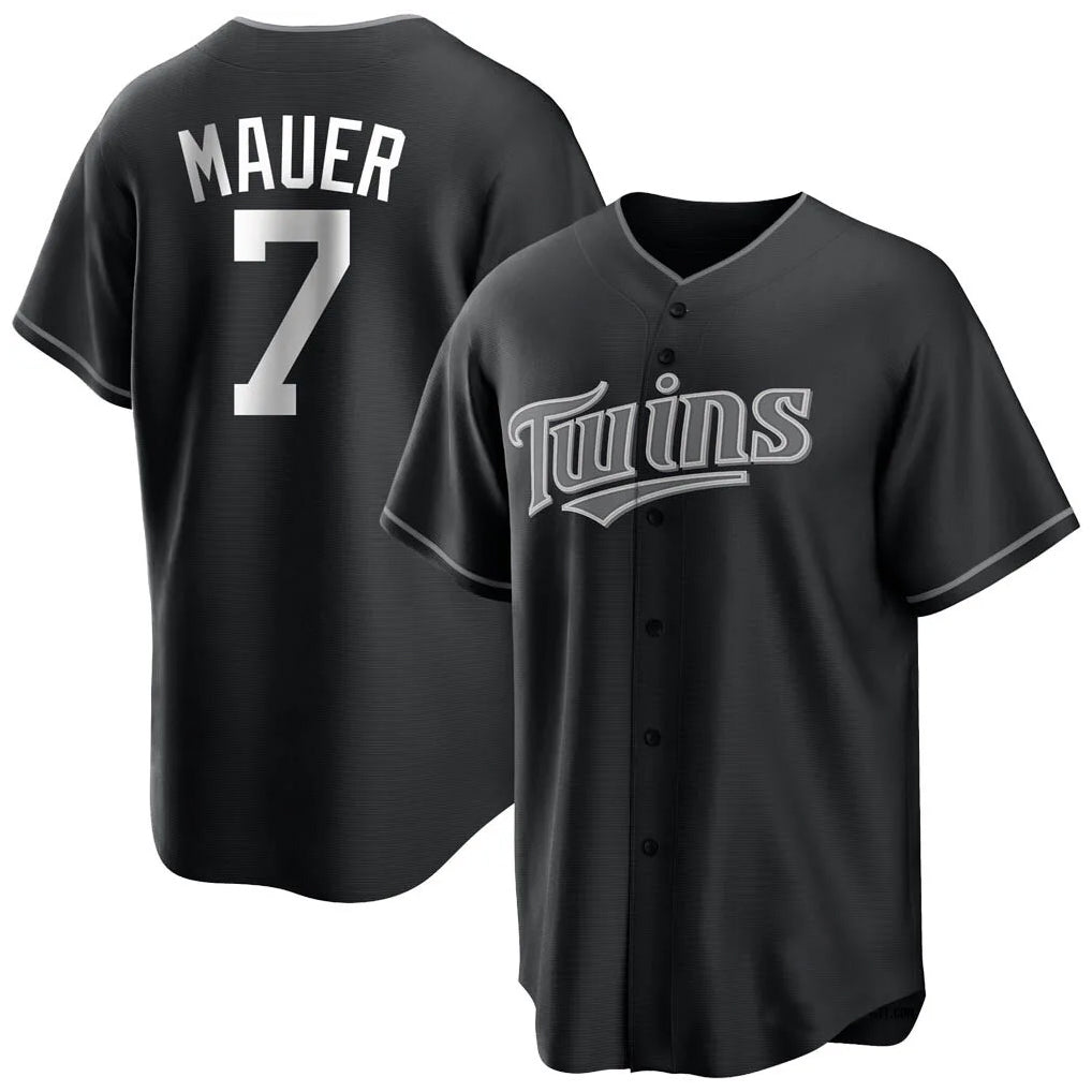 Friene M.Twins #7 Joe Mauer Player Black Home Game Stitched Jerseys