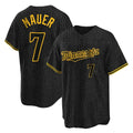 Friene M.Twins #7 Joe Mauer Player Black Snake Skin City Home Game Stitched Jerseys