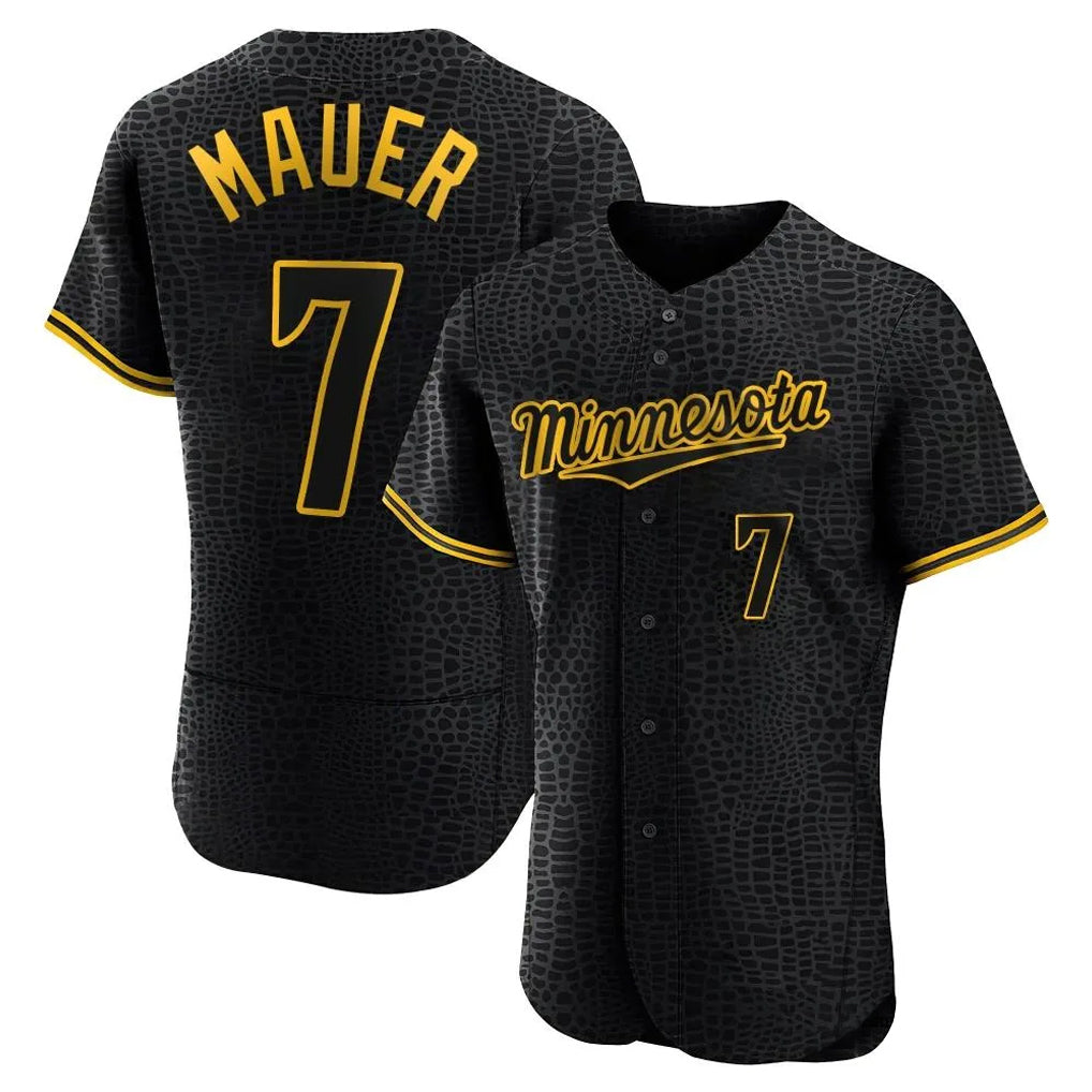 Friene M.Twins #7 Joe Mauer Player Black Snake Skin City Home Limited Elite Stitched Jerseys