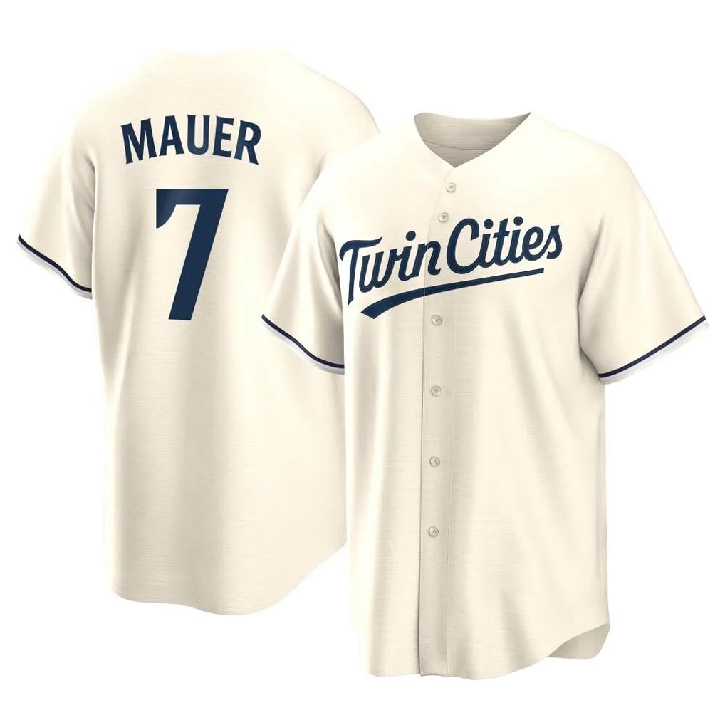 Friene M.Twins #7 Joe Mauer Player Cream Game Limited Home Stitched Jerseys