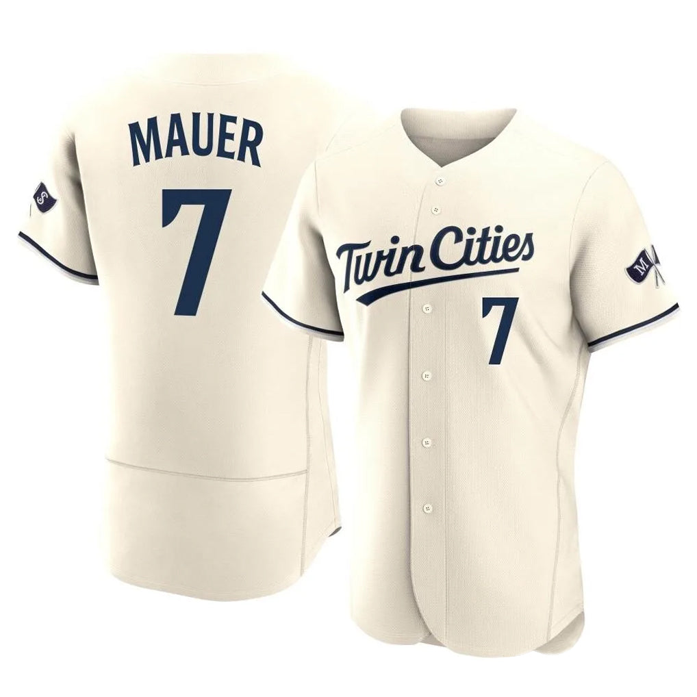 Friene M.Twins #7 Joe Mauer Player Cream Home Limited Elite Stitched Jerseys