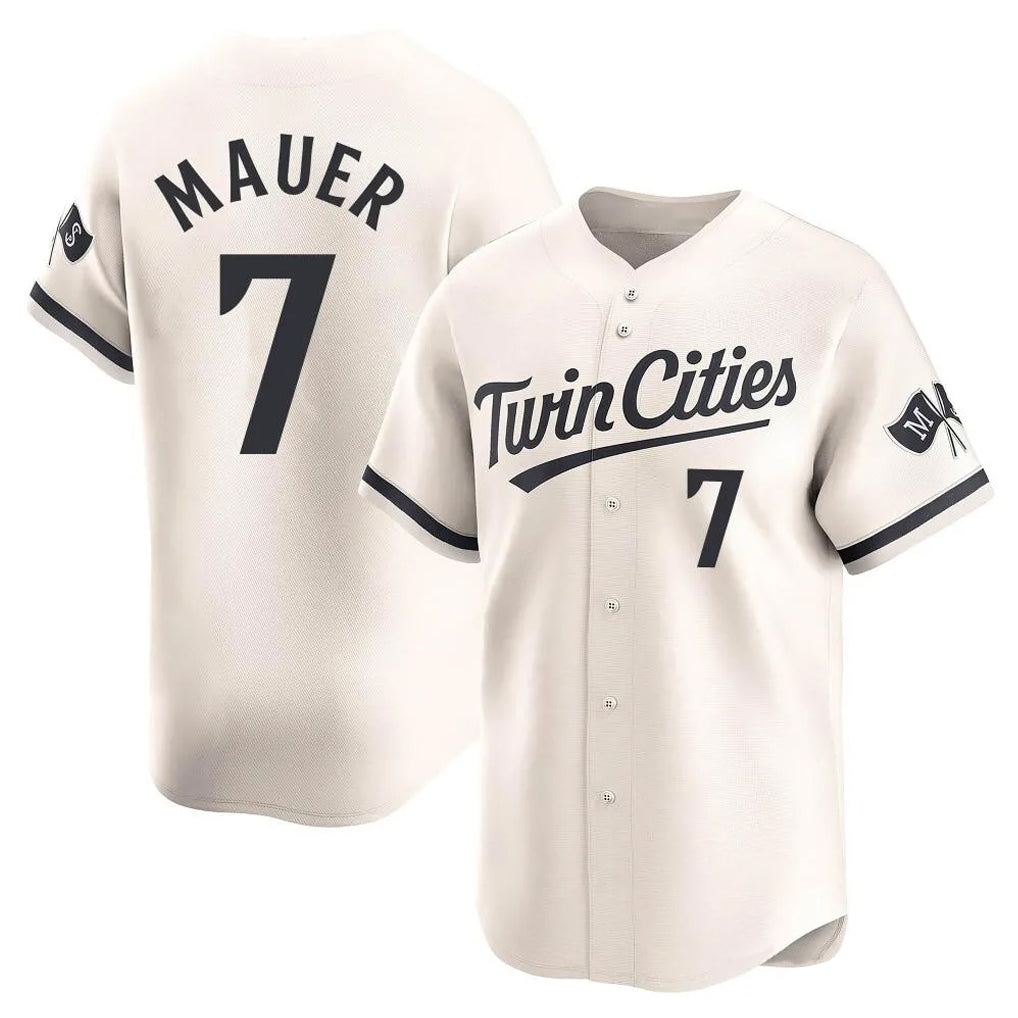 Friene M.Twins #7 Joe Mauer Player Cream Home Limited Stitched Jerseys
