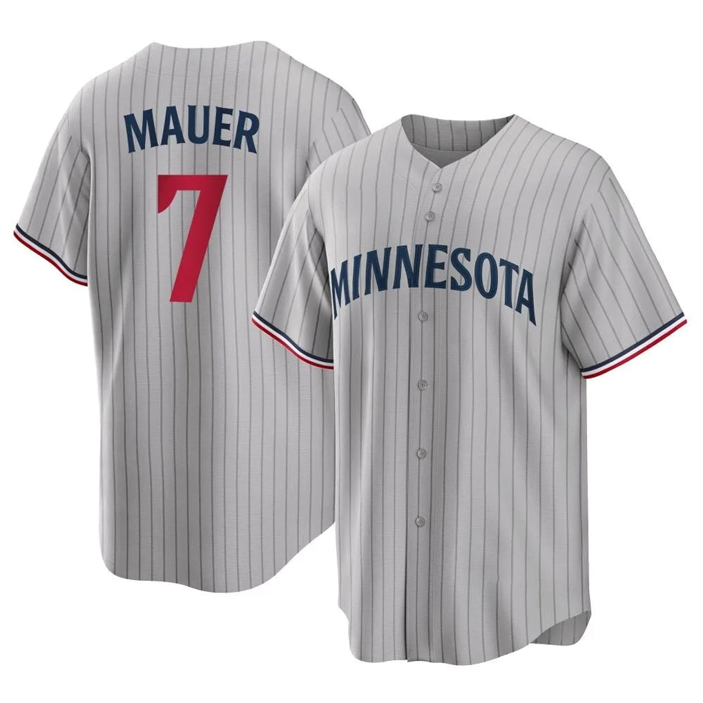 Friene M.Twins #7 Joe Mauer Player Gray Game Limited Home Stitched Jerseys