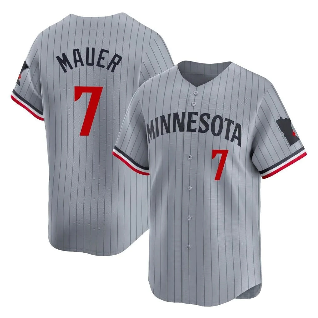 Friene M.Twins #7 Joe Mauer Player Gray Home Limited Stitched Jerseys