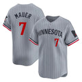 Friene M.Twins #7 Joe Mauer Player Gray Home Limited Stitched Jerseys