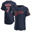 Friene M.Twins #7 Joe Mauer Player Navy 60th Home Limited Elite Stitched Jerseys