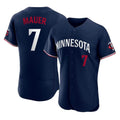 Friene M.Twins #7 Joe Mauer Player Navy Replica Home Limited Elite Stitched Jerseys