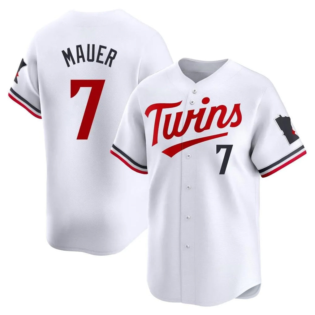 Friene M.Twins #7 Joe Mauer Player White Home Limited Stitched Jerseys