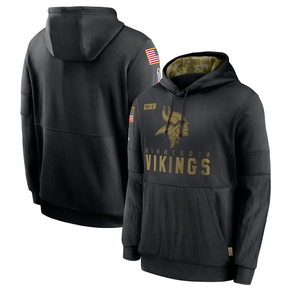Friene M.Vikings Black Salute to Service Hoodies Limited Game Blank Player Stitched Jerseys