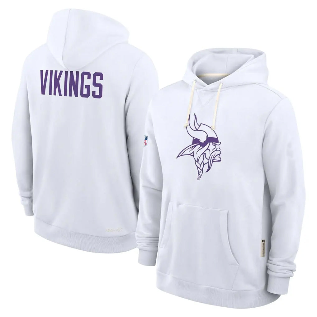 Friene M.Vikings White LOGO Pullover Hoodies Home Game Blank Player Stitched Jerseys
