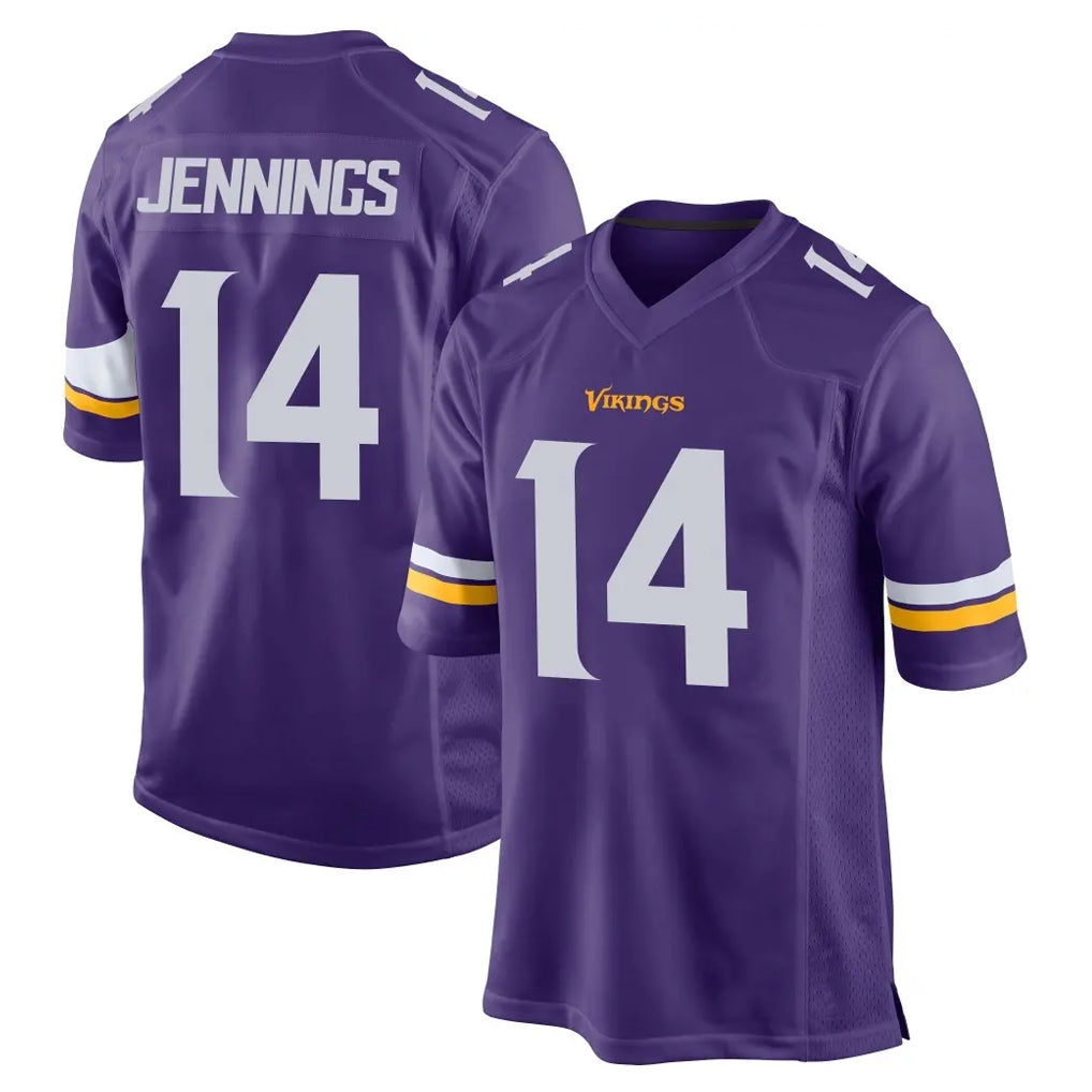 Friene M.Vikings #14 Jauan Jennings Player Purple Home Game Stitched Jerseys