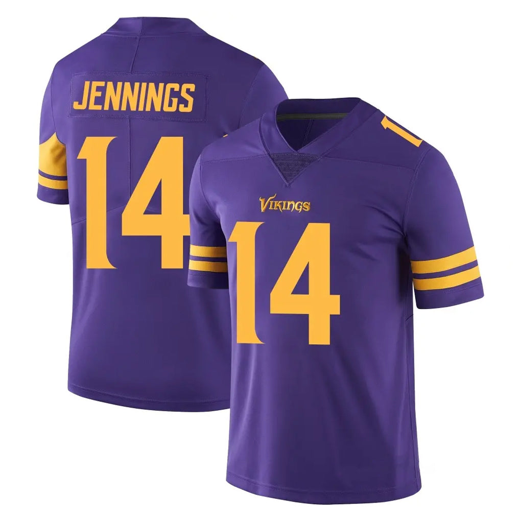 Friene M.Vikings #14 Jauan Jennings Player Purple Limited Color Rush Home Game Stitched Jerseys
