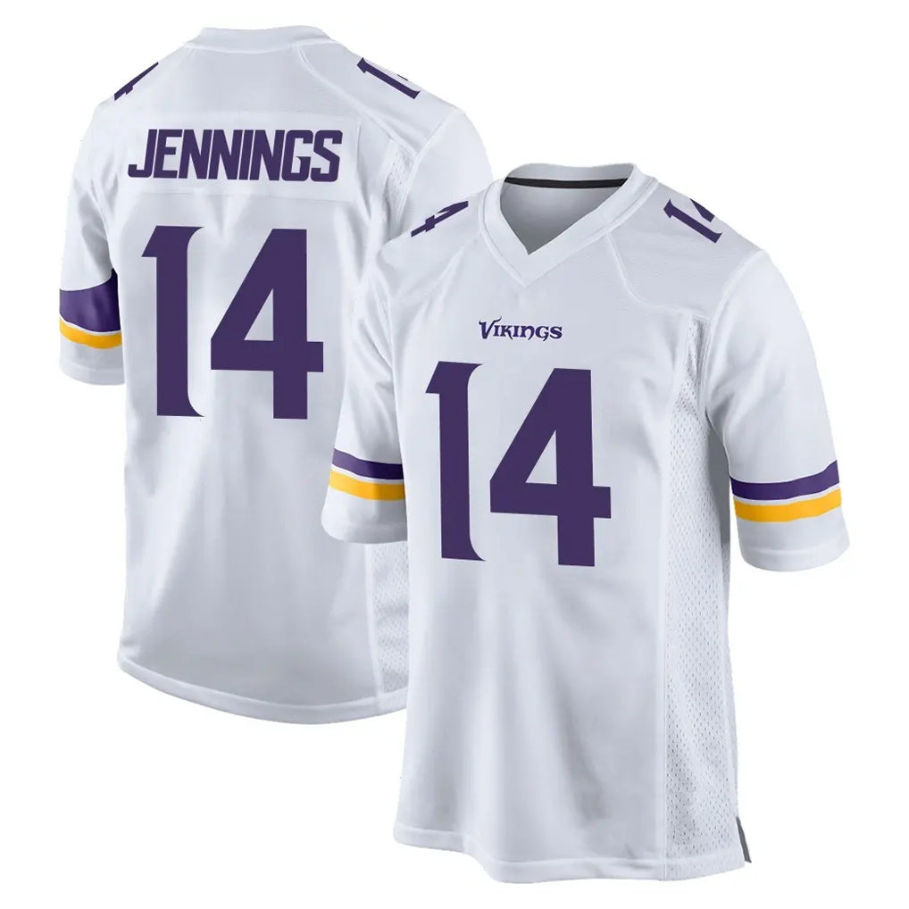 Friene M.Vikings #14 Jauan Jennings Player White Home Game Stitched Jerseys