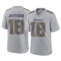 Friene M.Vikings #18 Justin Jefferson Player Gray Atmosphere Fashion Home Game Stitched Jerseys
