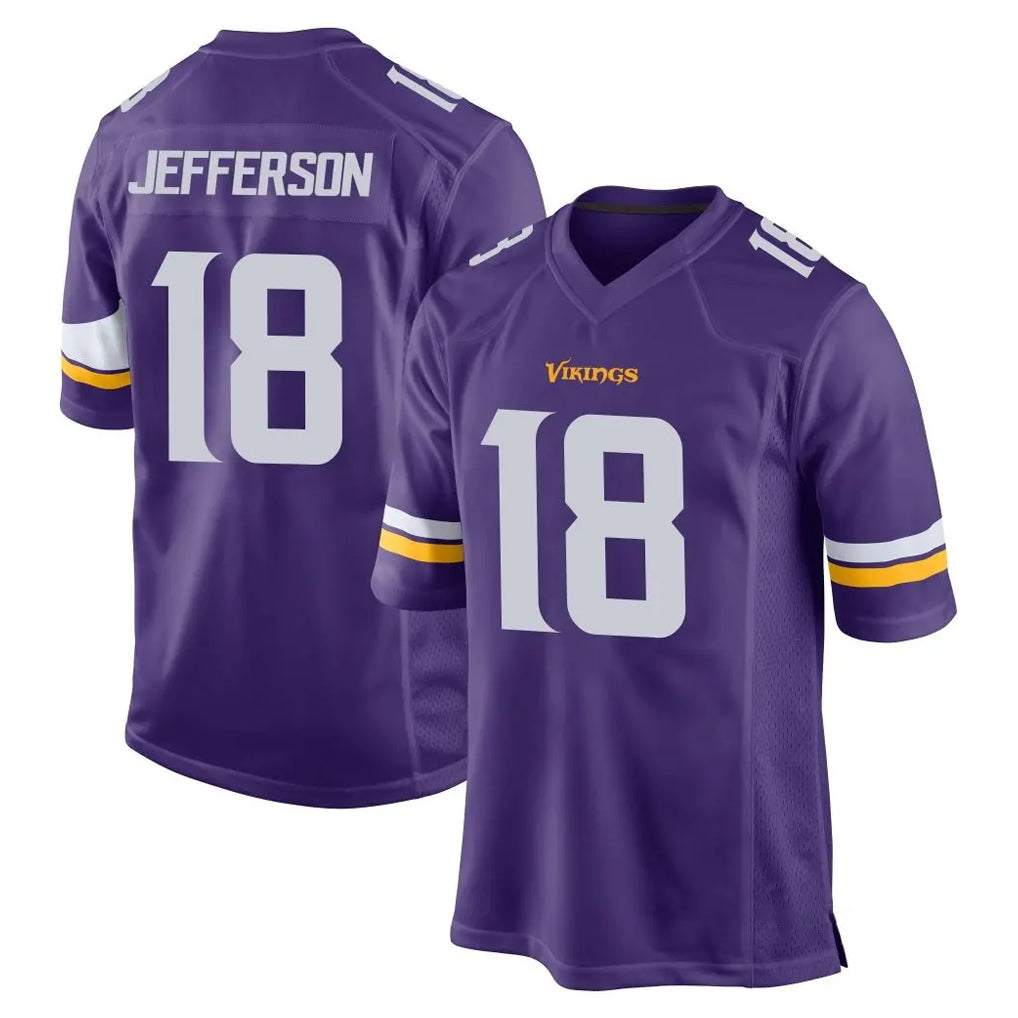 Friene M.Vikings #18 Justin Jefferson Player Purple Home Game Stitched Jerseys