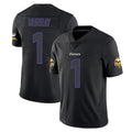 Friene M.Vikings #1 Kyler Murray Player Black Impact LImited Home Game Stitched Jerseys