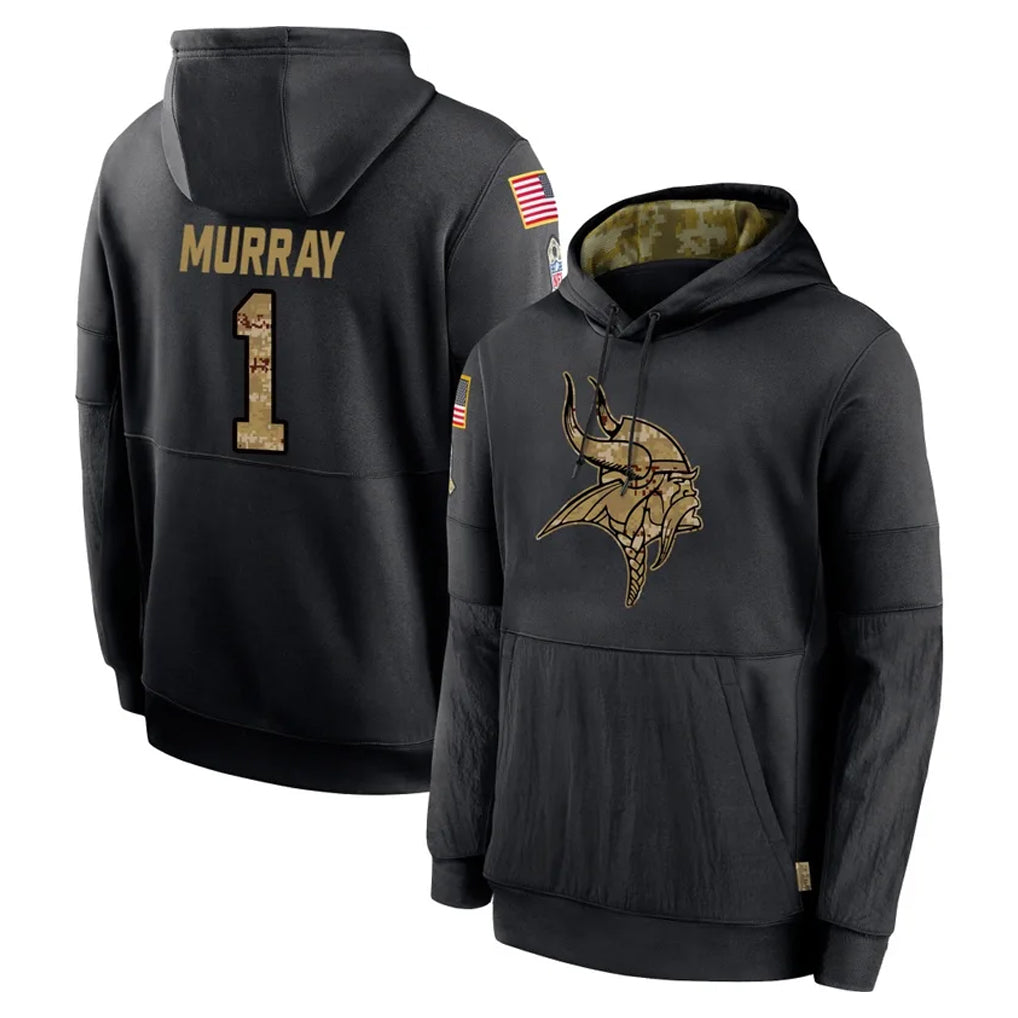 Friene M.Vikings #1 Kyler Murray Player Black Salute to Service Hoodies Limited Game Stitched Jerseys