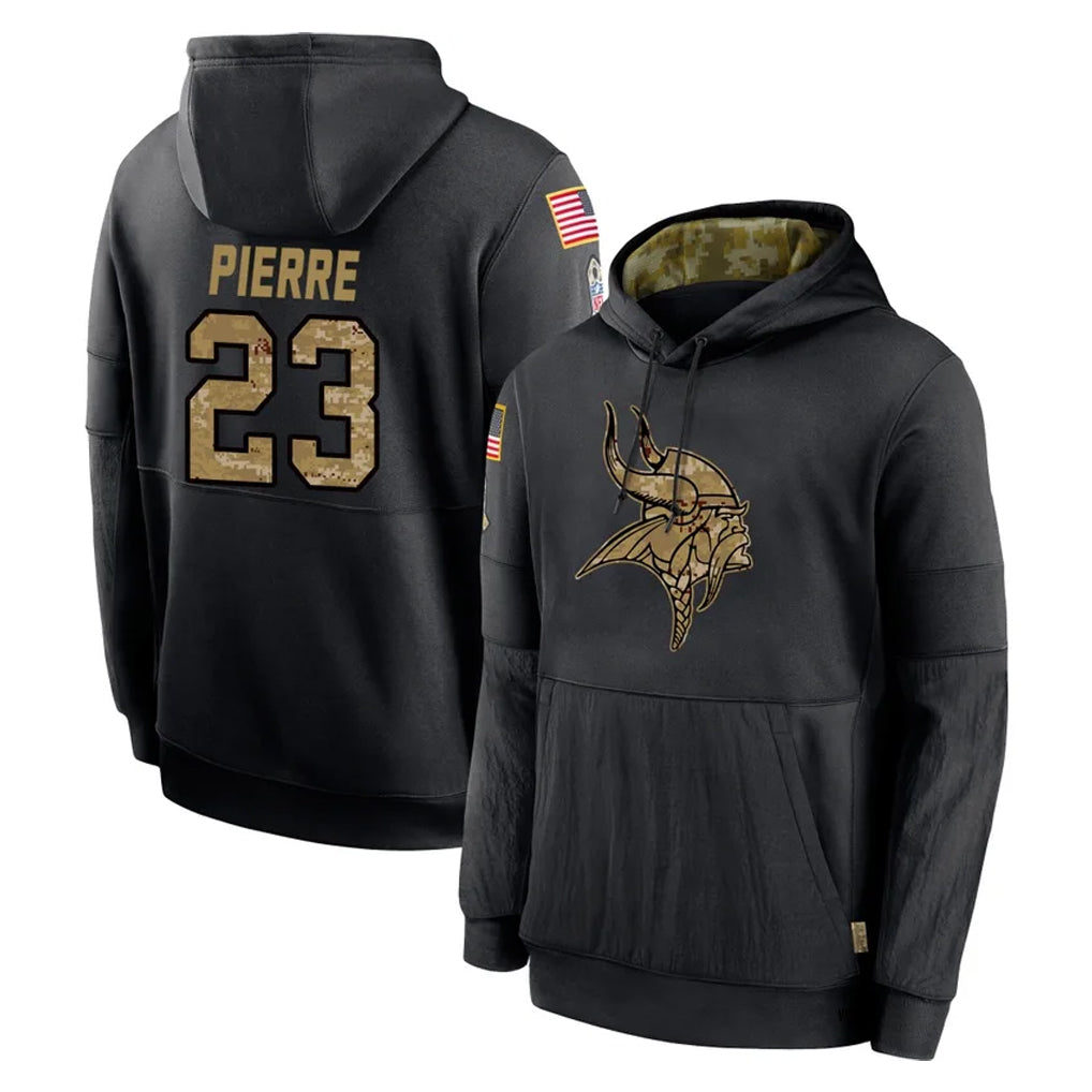 Friene M.Vikings #23 James Pierre Player Black Salute to Service Hoodies Limited Game Stitched Jerseys