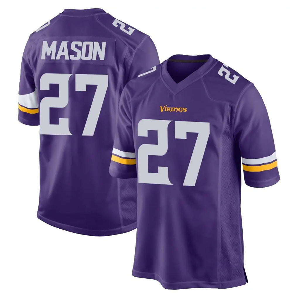 Friene M.Vikings #27 Jordan Mason Player Purple Home Game Stitched Jerseys