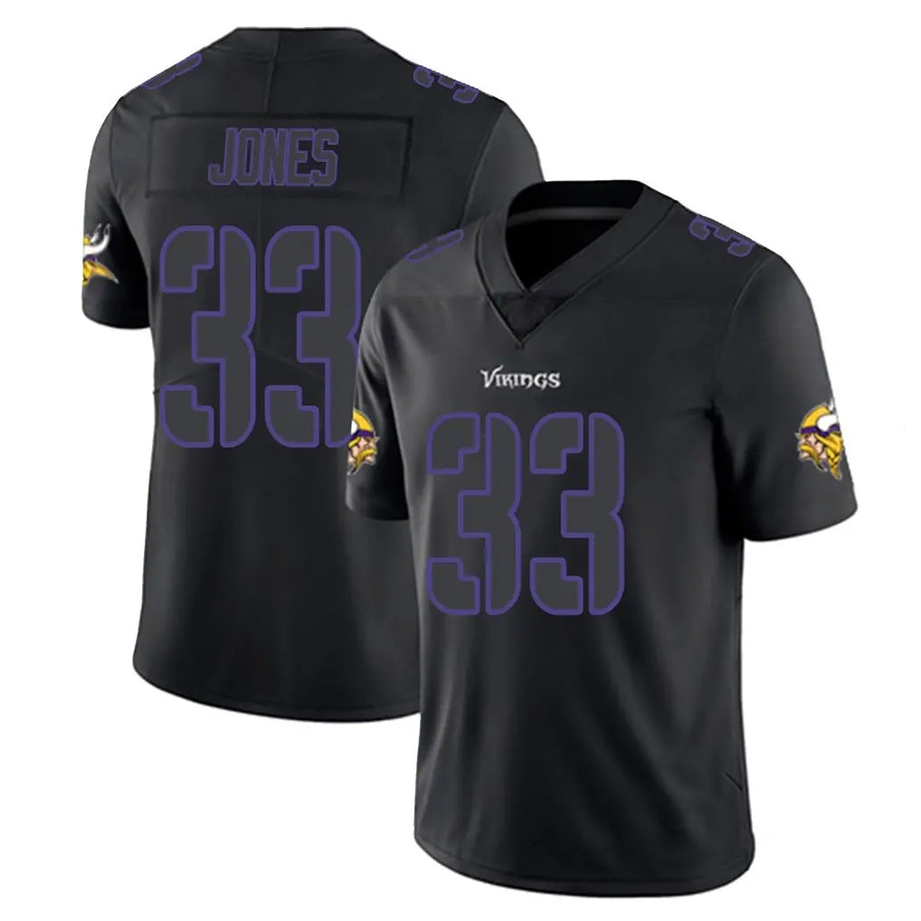 Friene M.Vikings #33 Aaron Jones Sr. Player Black Impact LImited Home Game Stitched Jerseys