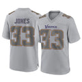 Friene M.Vikings #33 Aaron Jones Sr. Player Gray Atmosphere Fashion Home Game Stitched Jerseys