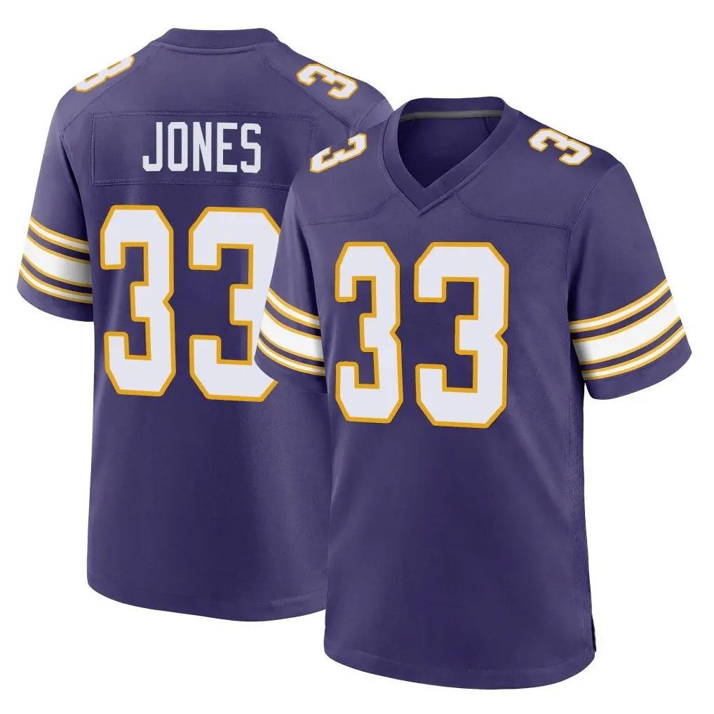 Friene M.Vikings #33 Aaron Jones Sr. Player Purple Classic Home Game Stitched Jerseys