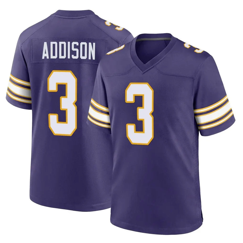 Friene M.Vikings #3 Jordan Addison Player Purple Classic Home Game Stitched Jerseys