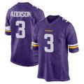 Friene M.Vikings #3 Jordan Addison Player Purple Home Game Stitched Jerseys