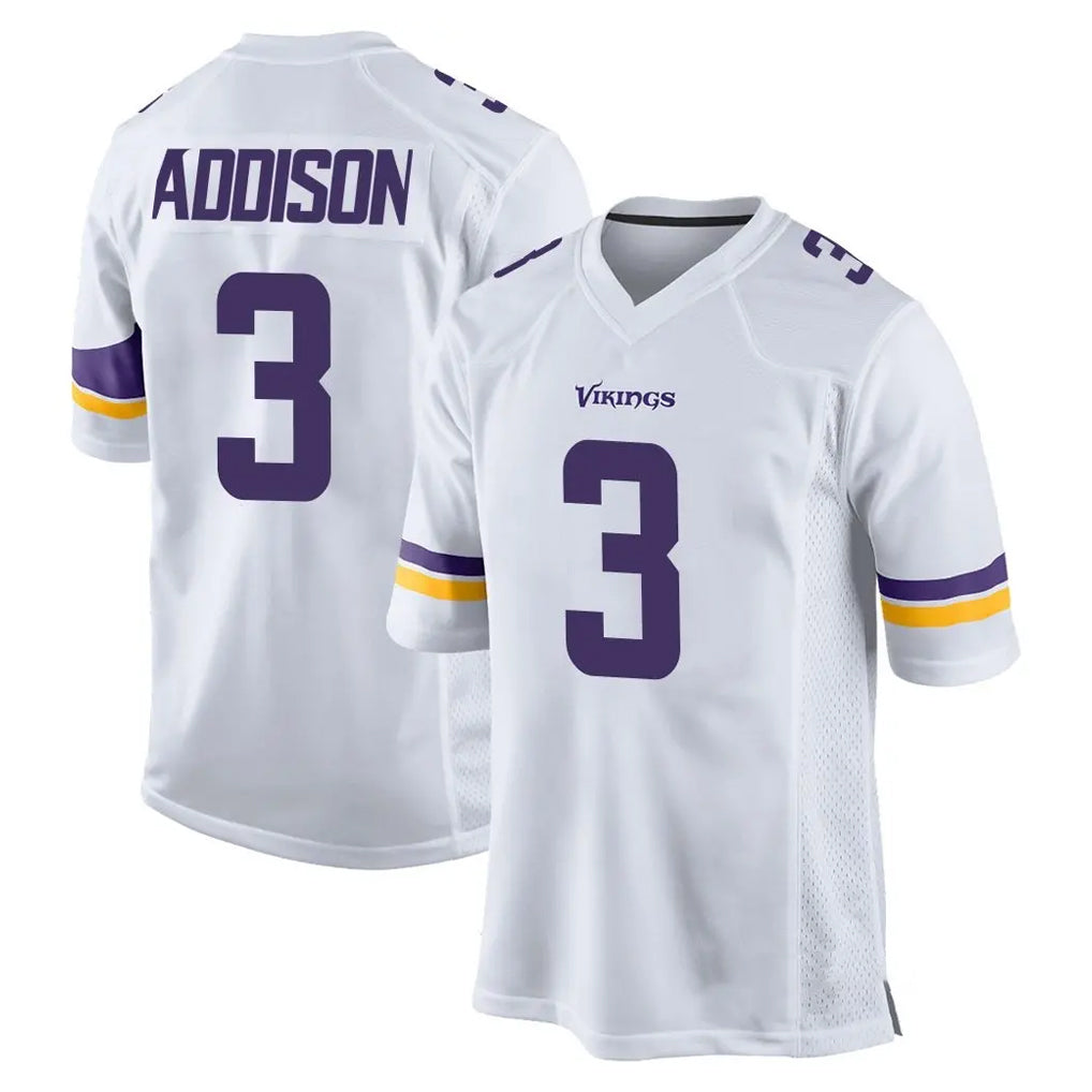 Friene M.Vikings #3 Jordan Addison Player White Home Game Stitched Jerseys