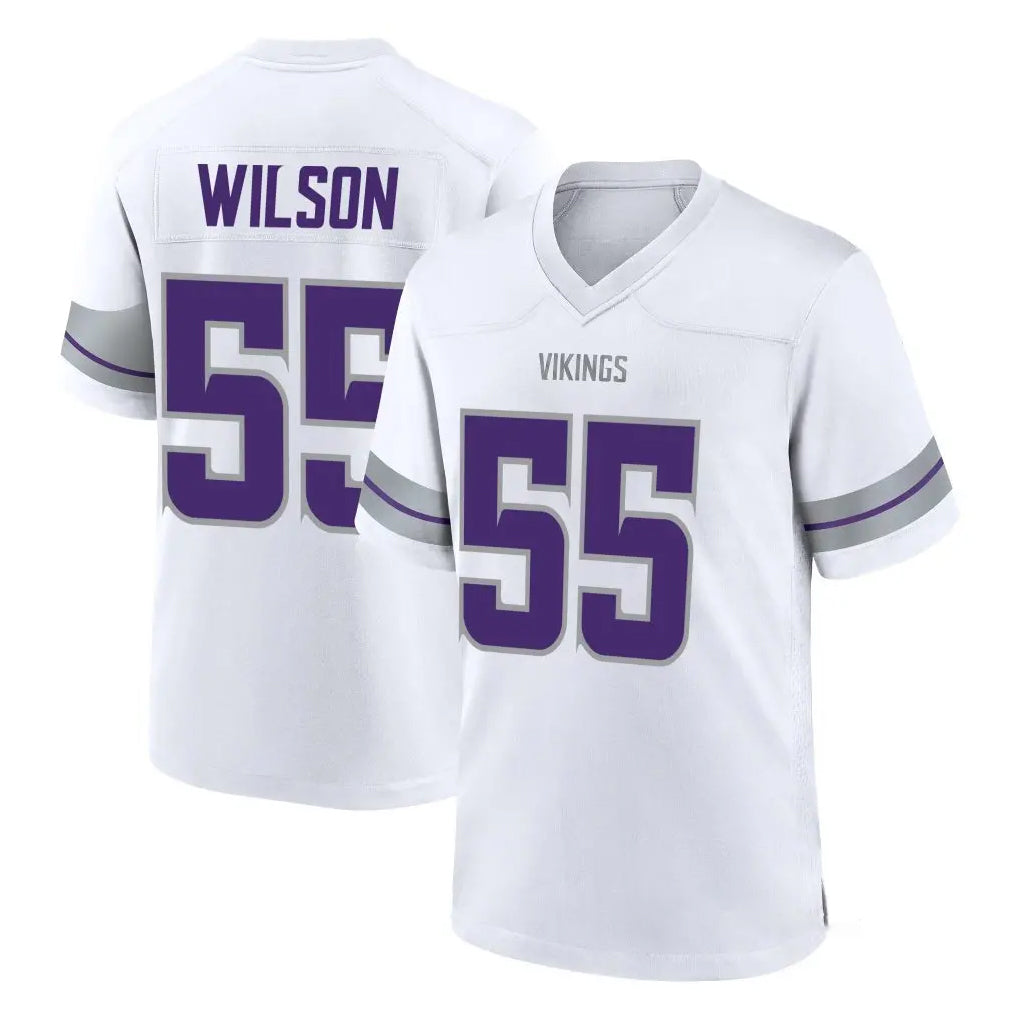 Friene M.Vikings #55 Eric Wilson Player White Alternate Home Game Stitched Jerseys