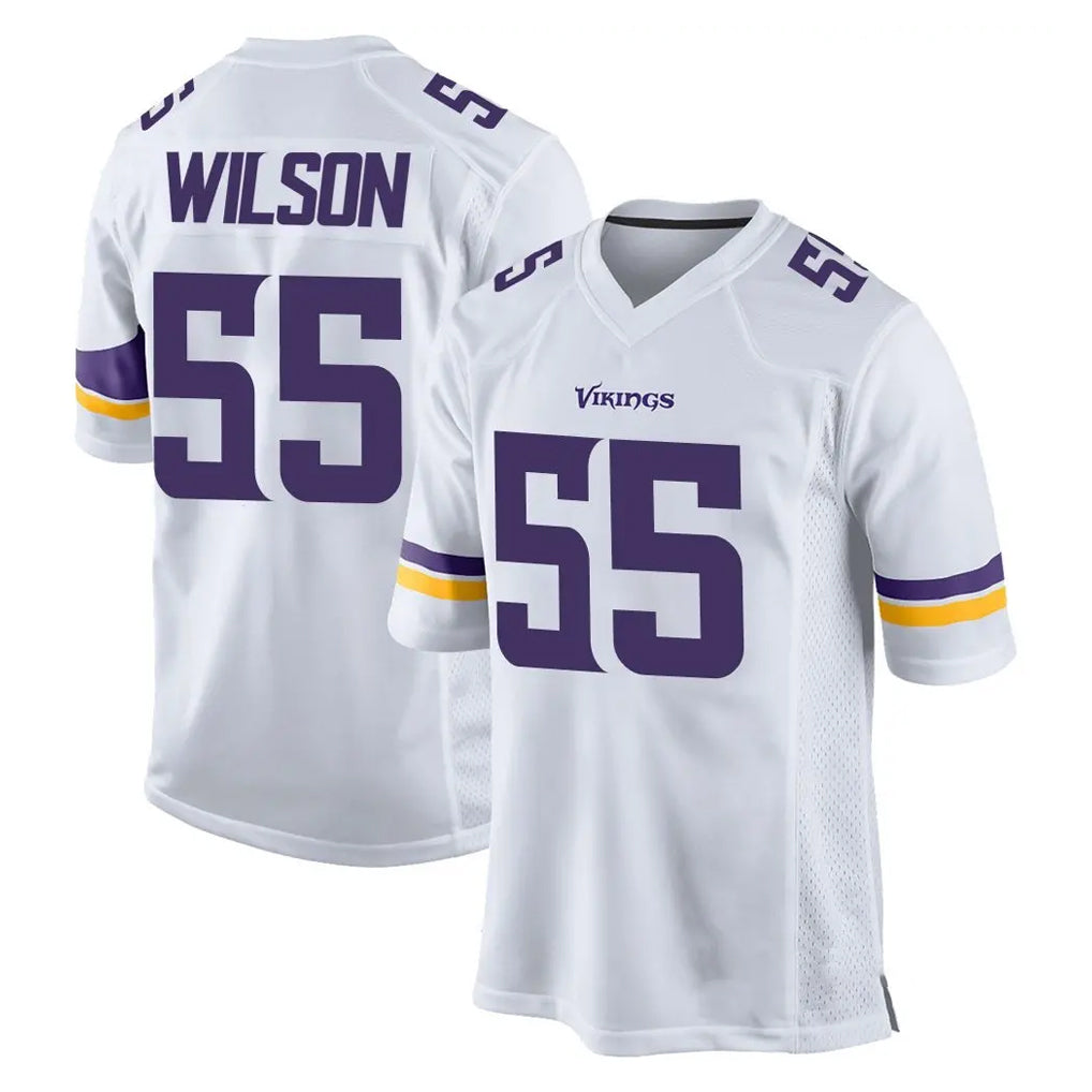 Friene M.Vikings #55 Eric Wilson Player White Home Game Stitched Jerseys