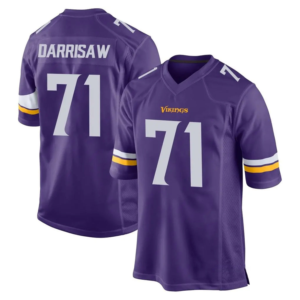 Friene M.Vikings #71 Christian Darrisaw Player Purple Home Game Stitched Jerseys