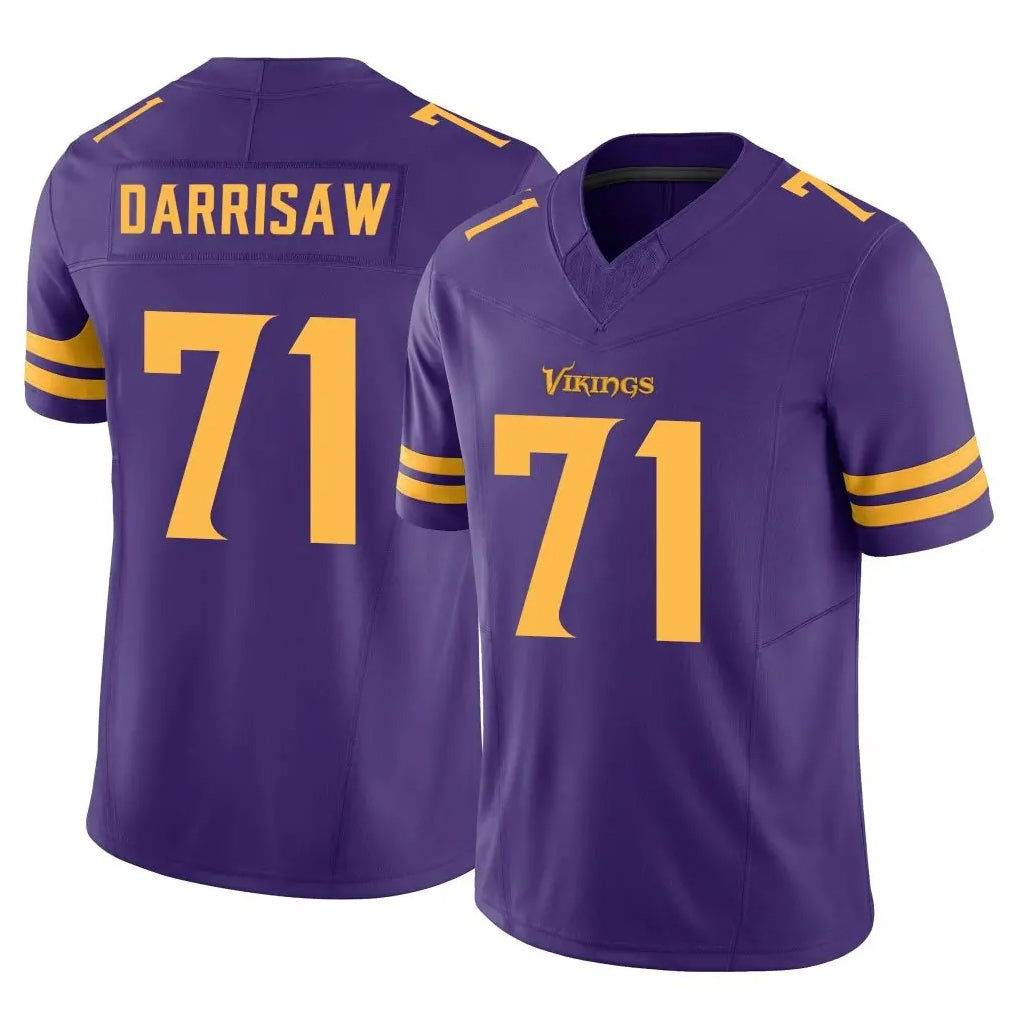 Friene M.Vikings #71 Christian Darrisaw Player Purple Limited Alternate Vapor F.U.S.E. Home Game Stitched Jerseys