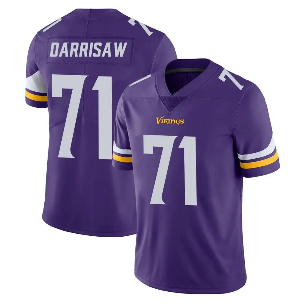 Friene M.Vikings #71 Christian Darrisaw Player Purple Limited Vapor Untouchable Home Game Stitched Jerseys