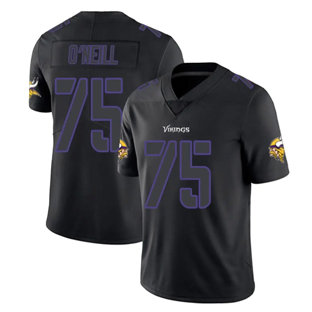 Friene M.Vikings #75 Brian O'Neill Player Black Impact LImited Home Game Stitched Jerseys