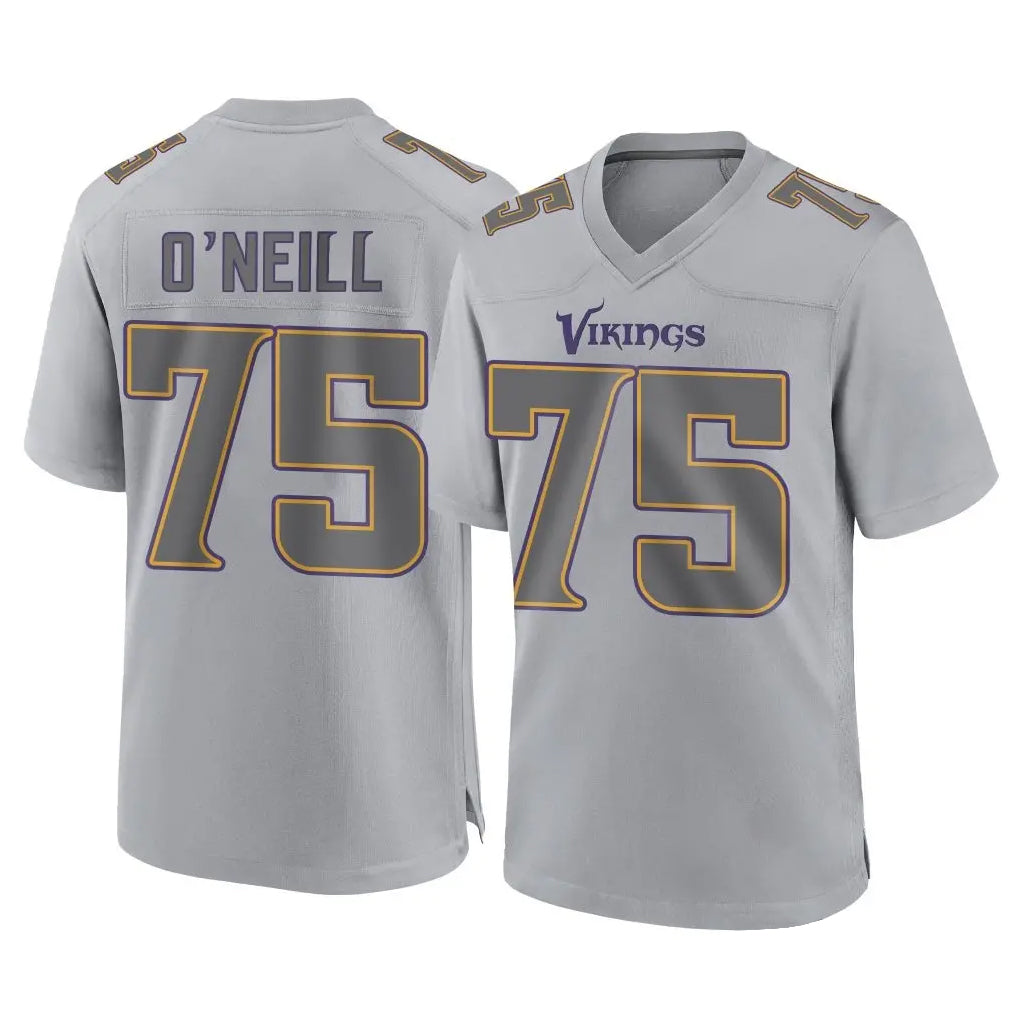 Friene M.Vikings #75 Brian O'Neill Player Gray Atmosphere Fashion Home Game Stitched Jerseys