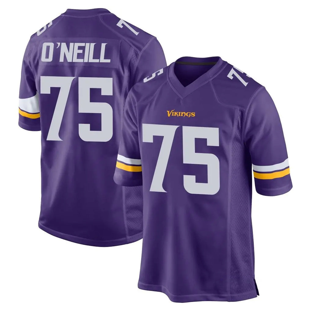 Friene M.Vikings #75 Brian O'Neill Player Purple Home Game Stitched Jerseys