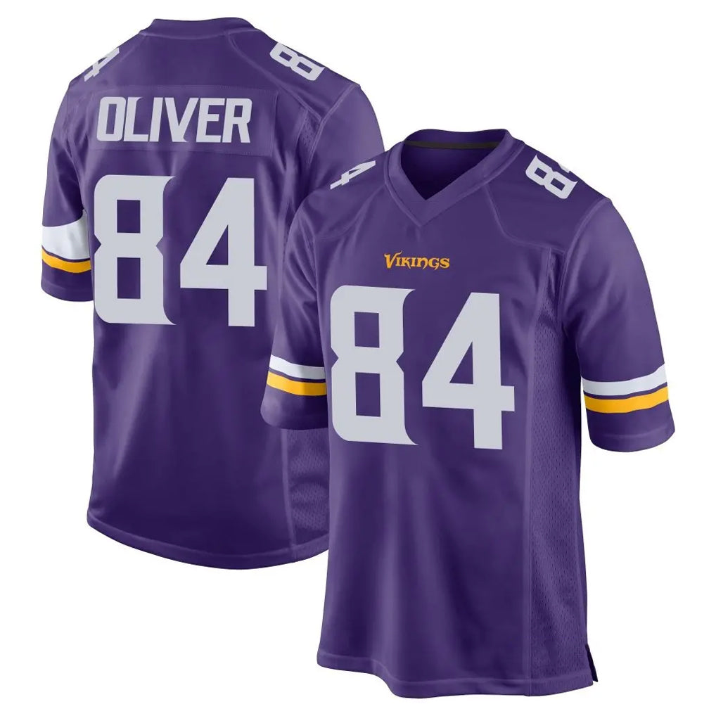 Friene M.Vikings #84 Josh Oliver Player Purple Home Game Stitched Jerseys