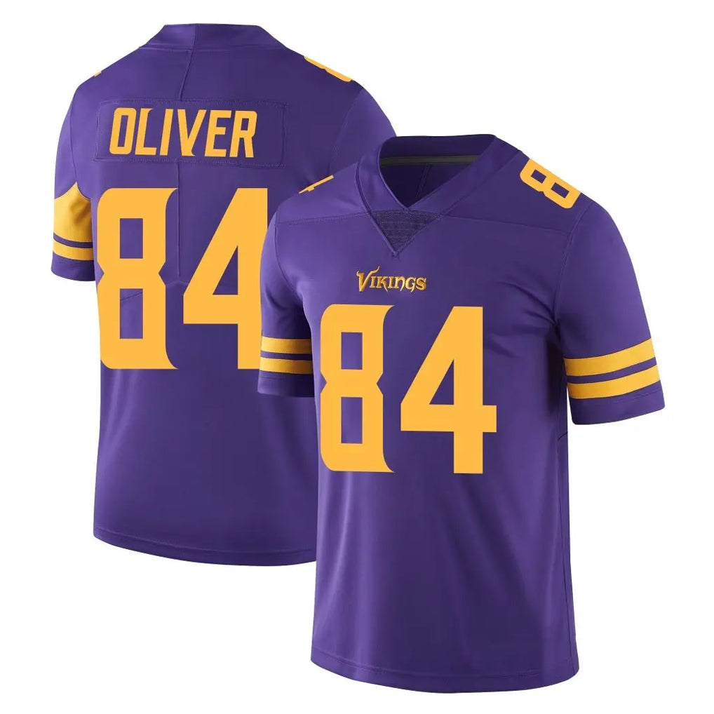 Friene M.Vikings #84 Josh Oliver Player Purple Limited Color Rush Home Game Stitched Jerseys