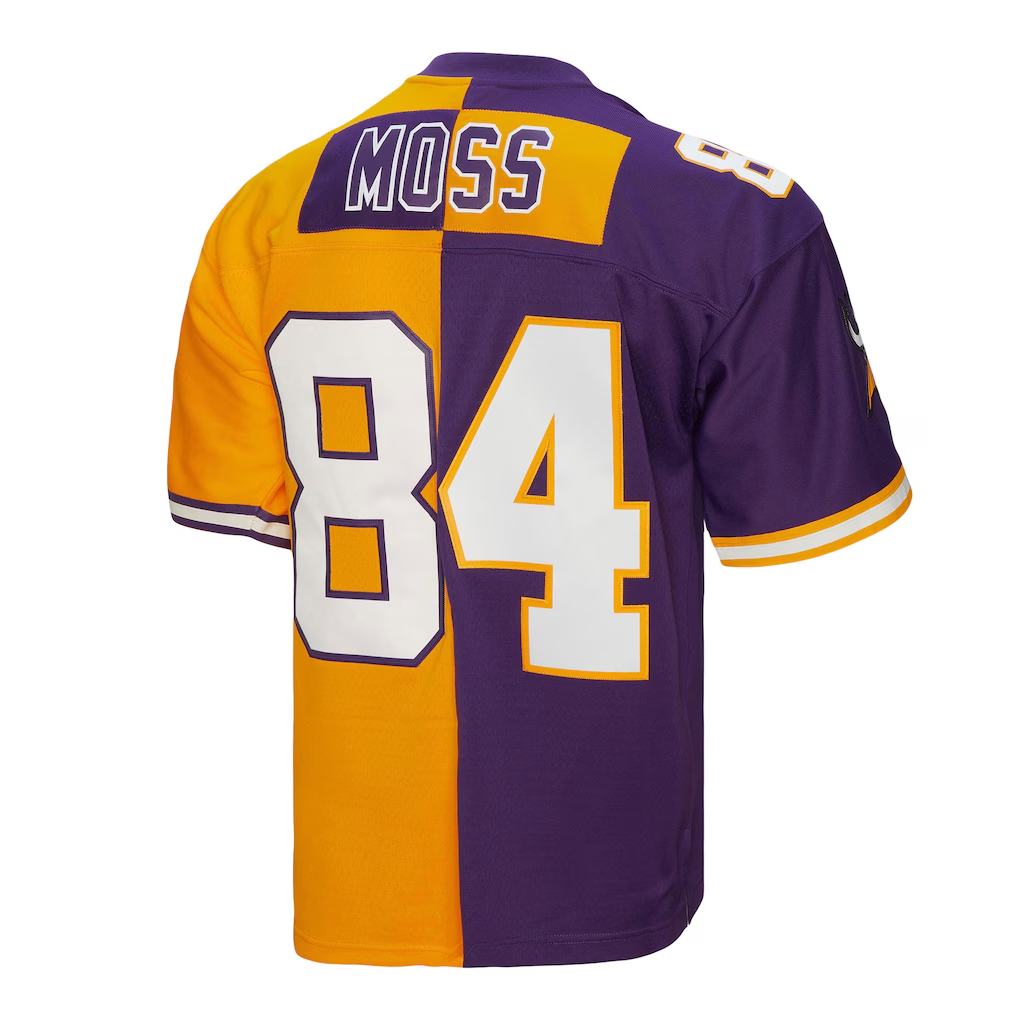 Friene M.Vikings #84 Randy Moss Mitchell & Ness PurpleGold 1998 Split Legacy Replica Puhic Stitched Jerseys