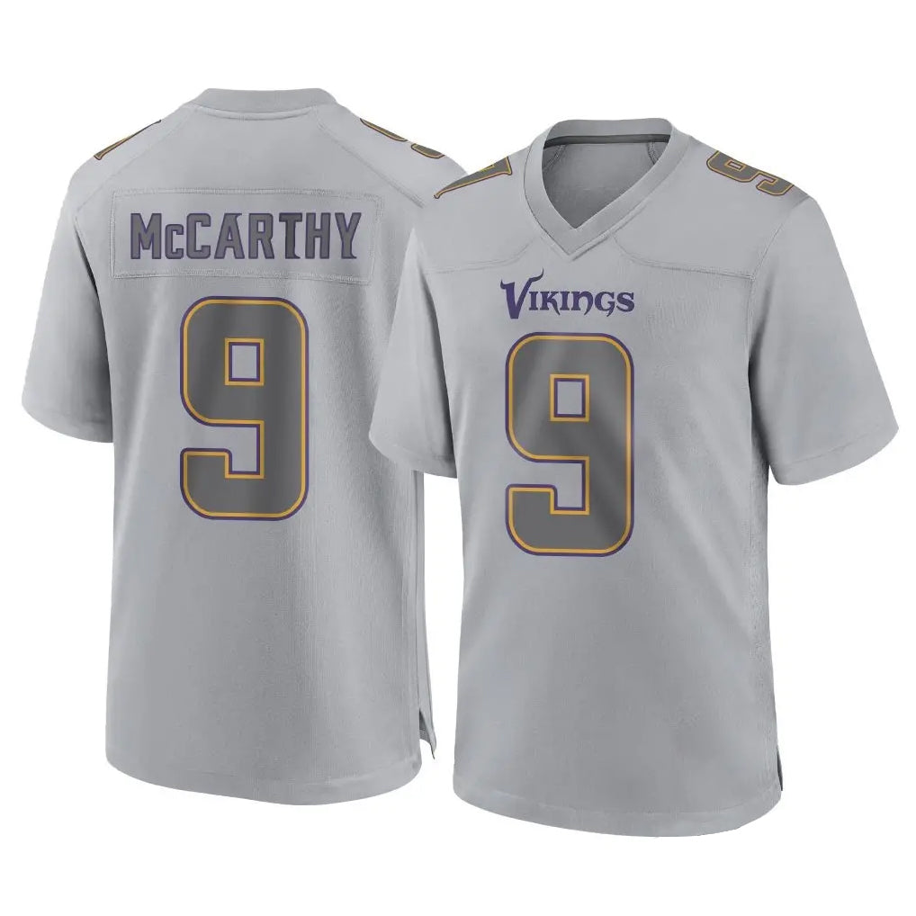 Friene M.Vikings #9 J.J. McCarthy Player Gray Atmosphere Fashion Home Game Stitched Jerseys